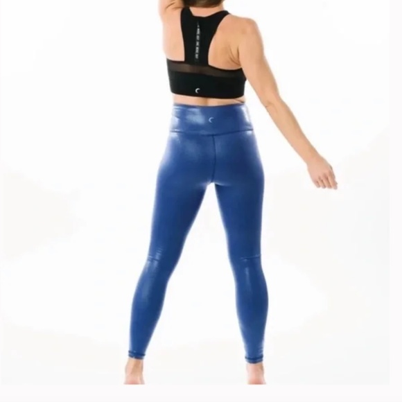 ZYIA Blue Metallic Light n Tight Hi-Rise 7/8 24" Inseam Leggings 14-16 Sparkly - Picture 2 of 7